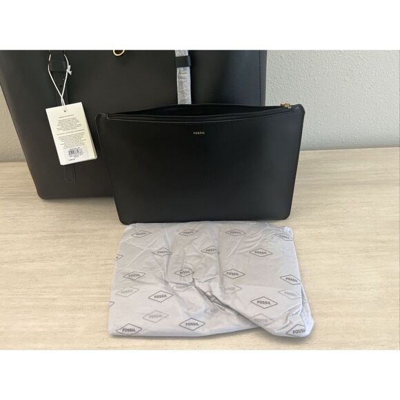 FOSSIL Womens Kier Cactus XL Leather Tote w/Removable Case Black ZB1615001 - Picture 7 of 16